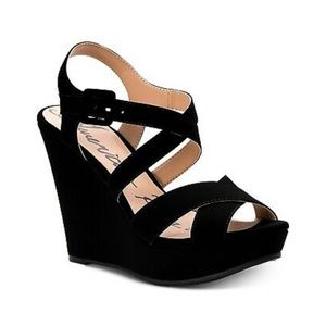Black wedge sandals